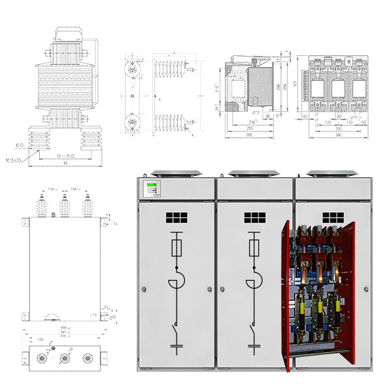 Kondensatorbatterien, Filterkreisdrosseln, Strombegrenzungsdrosseln, Hochspannungssicherungen, Vakuumschütze, Kondensatorschaltmodule usw. von SYSTEM ELECTRIC